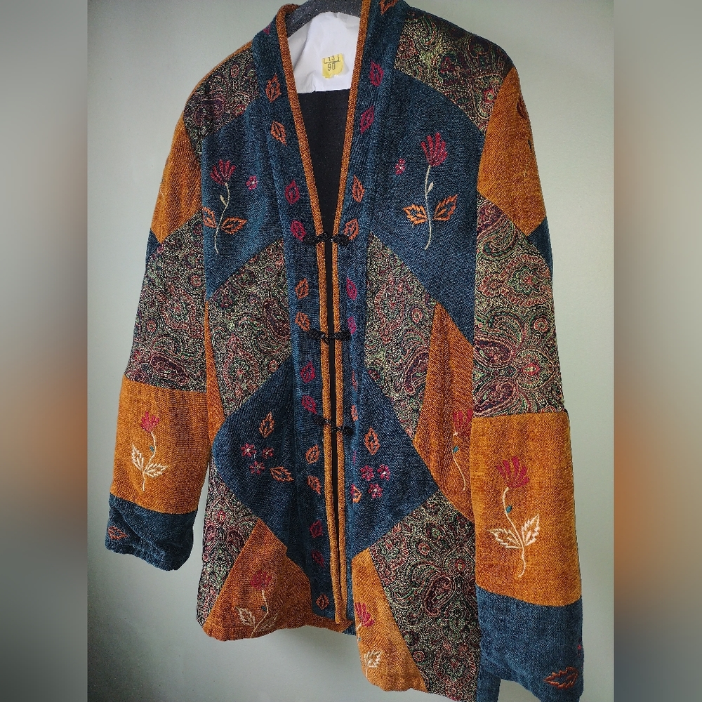 Beautiful Easy Chic Fall Pattern Patchwork Coat - image 3